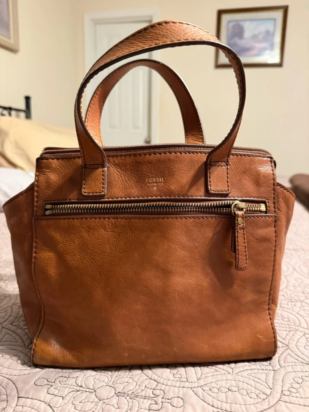 Fossil Tessa Tan Leather Handbag with Matching Wallet and Strap Nice - Picture 3 of 13